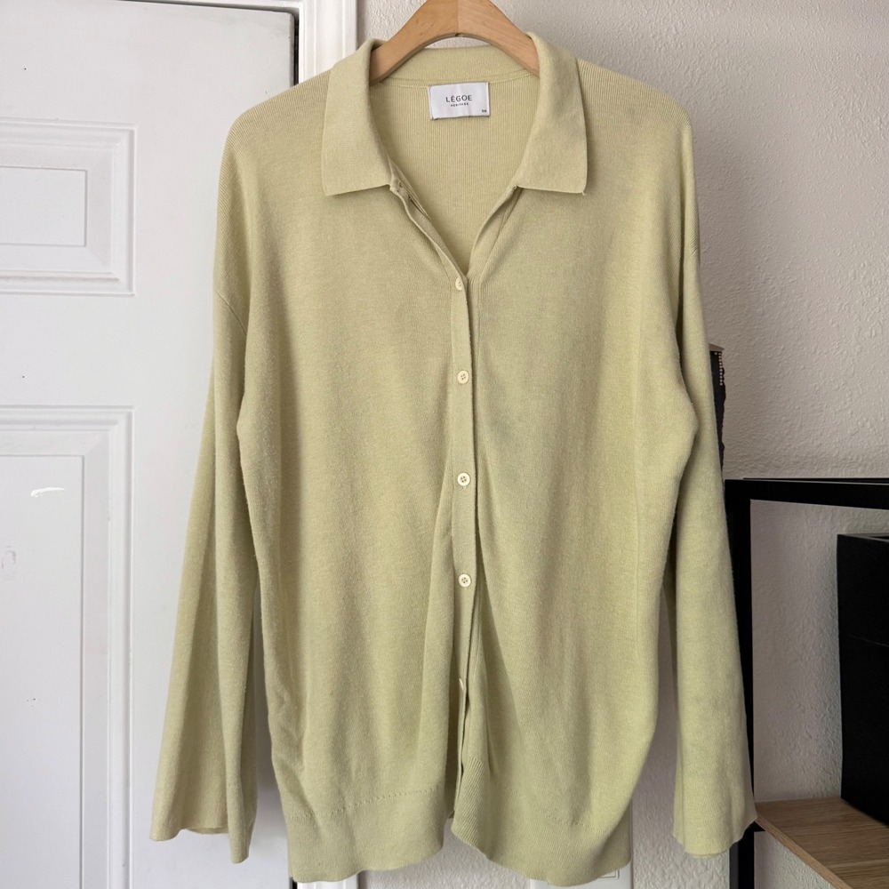 LEGOE HERITAGE sage green knit o oversized bell‎ long sleeve cardigan sweater